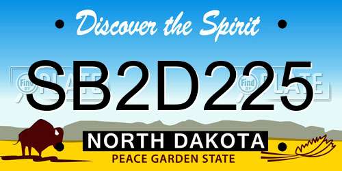 SB2D225 North Dakota License Plate