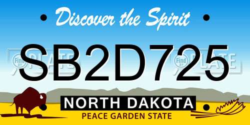 SB2D725 North Dakota License Plate
