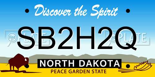 SB2H2Q North Dakota License Plate
