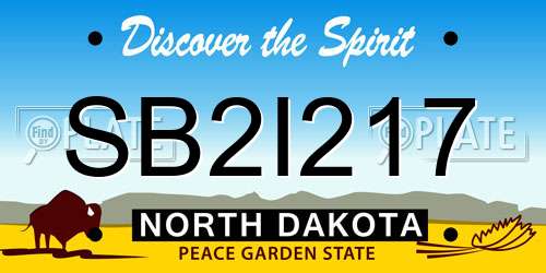 SB2I217 North Dakota License Plate