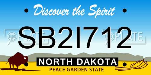 SB2I712 North Dakota License Plate