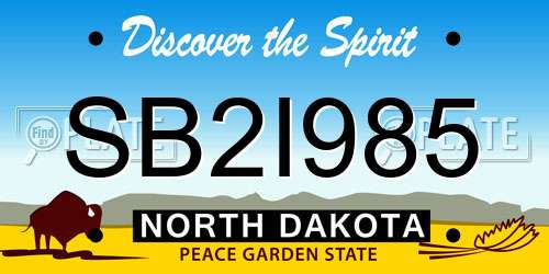 SB2I985 North Dakota License Plate