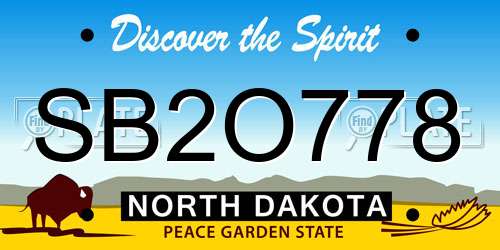 SB2O778 North Dakota License Plate