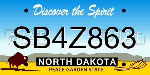 SB4Z863 North Dakota License Plate