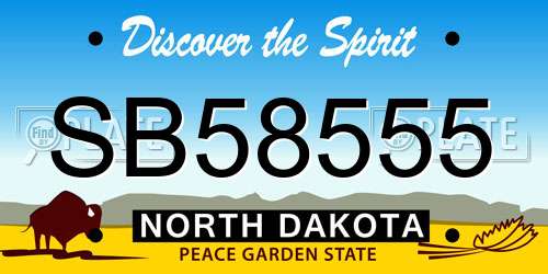 SB58555 North Dakota License Plate