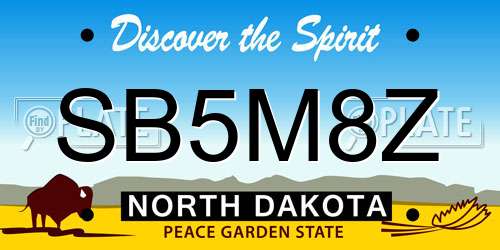 SB5M8Z North Dakota License Plate