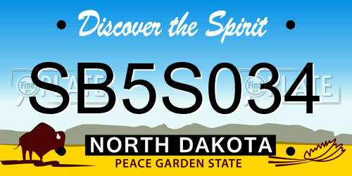 SB5S034 North Dakota License Plate