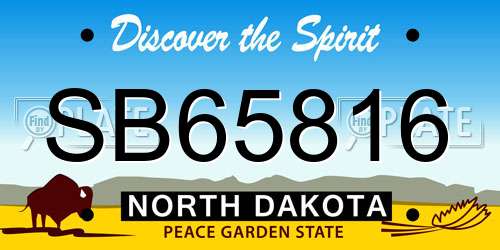 SB65816 North Dakota License Plate