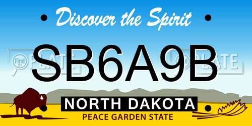 SB6A9B North Dakota License Plate