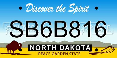 SB6B816 North Dakota License Plate