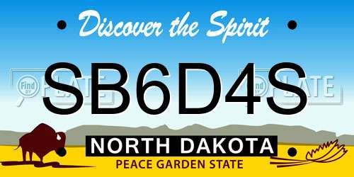 SB6D4S North Dakota License Plate