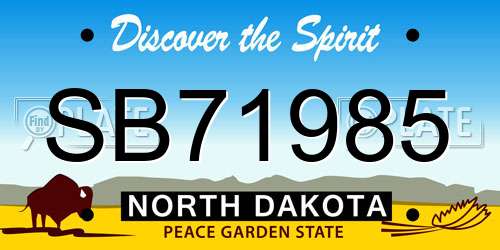 SB71985 North Dakota License Plate