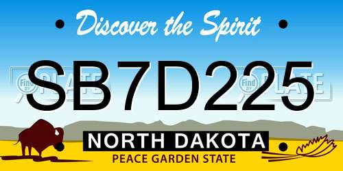 SB7D225 North Dakota License Plate