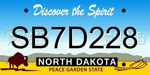 SB7D228 North Dakota License Plate