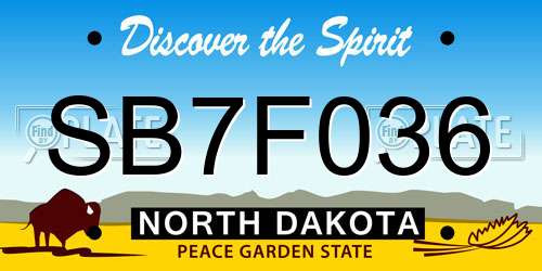 SB7F036 North Dakota License Plate