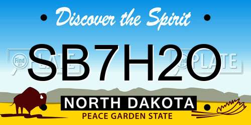 SB7H2O North Dakota License Plate