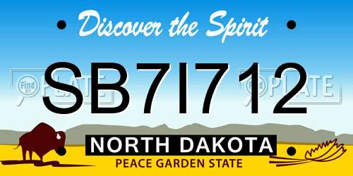 SB7I712 North Dakota License Plate
