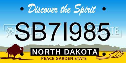 SB7I985 North Dakota License Plate