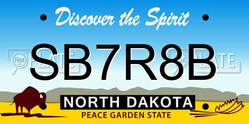 SB7R8B North Dakota License Plate