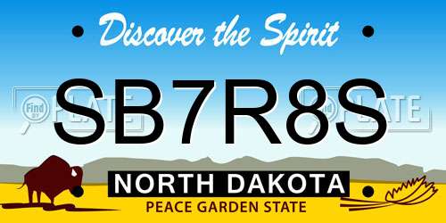 SB7R8S North Dakota License Plate