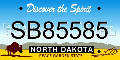 SB85585 North Dakota License Plate
