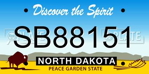 SB88151 North Dakota License Plate