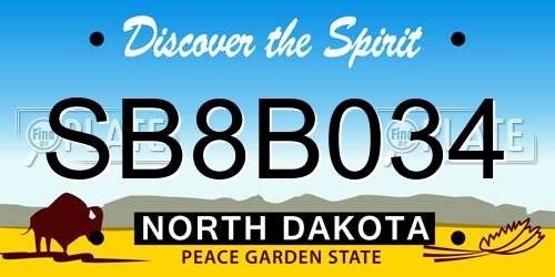 SB8B034 North Dakota License Plate