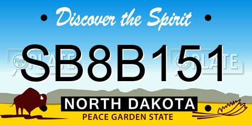 SB8B151 North Dakota License Plate