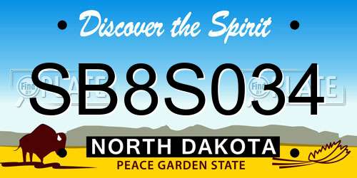 SB8S034 North Dakota License Plate