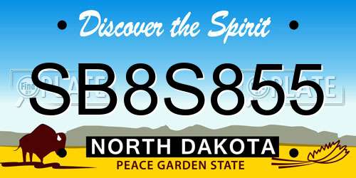 SB8S855 North Dakota License Plate