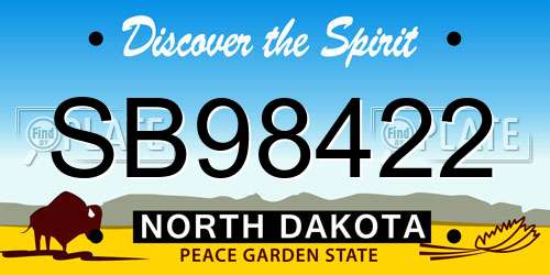 SB98422 North Dakota License Plate