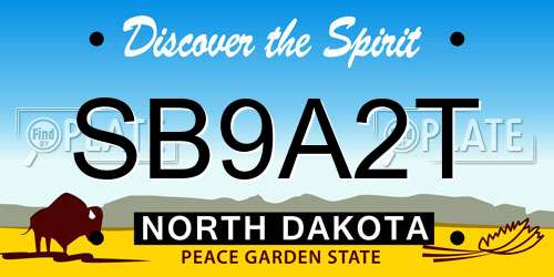 SB9A2T North Dakota License Plate