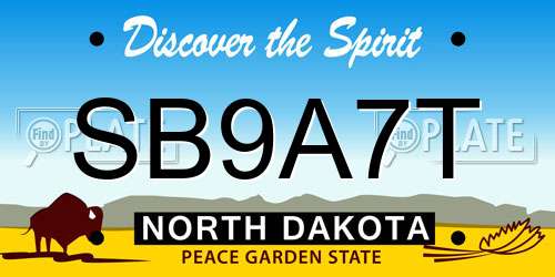 SB9A7T North Dakota License Plate