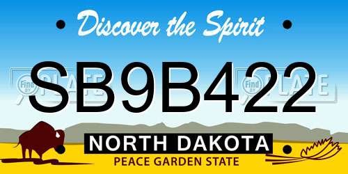 SB9B422 North Dakota License Plate