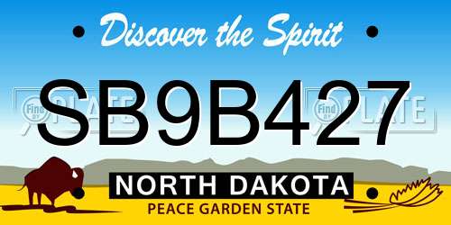 SB9B427 North Dakota License Plate