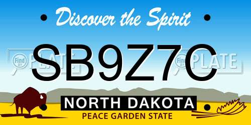 SB9Z7C North Dakota License Plate