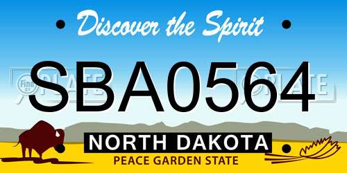 SBA0564 North Dakota License Plate