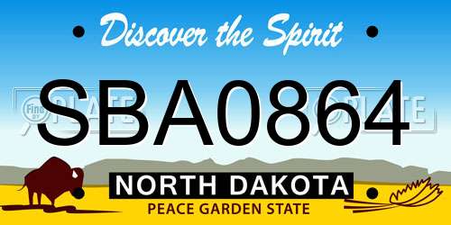 SBA0864 North Dakota License Plate
