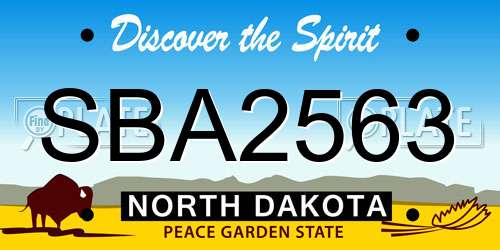 SBA2563 North Dakota License Plate