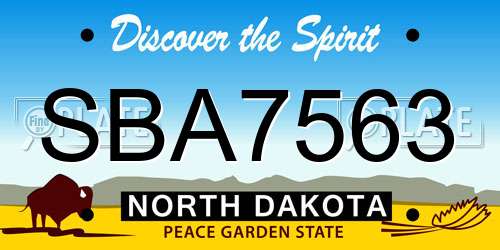 SBA7563 North Dakota License Plate