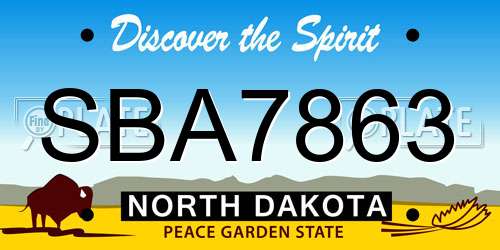 SBA7863 North Dakota License Plate