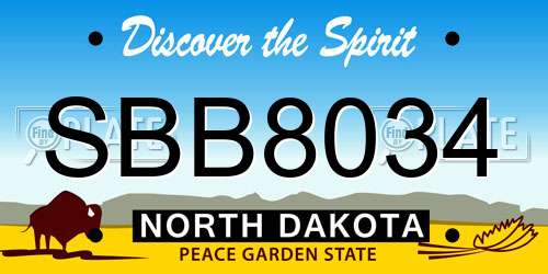 SBB8034 North Dakota License Plate