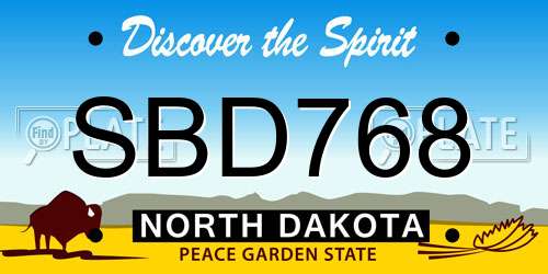 SBD768 North Dakota License Plate