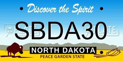 SBDA30 North Dakota License Plate