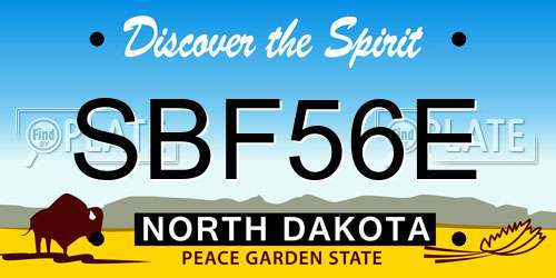 SBF56E North Dakota License Plate
