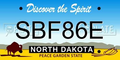 SBF86E North Dakota License Plate