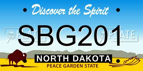 SBG201 North Dakota License Plate
