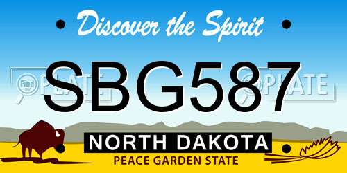 SBG587 North Dakota License Plate