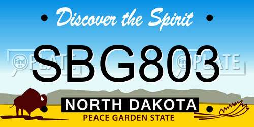 SBG803 North Dakota License Plate