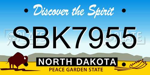 SBK7955 North Dakota License Plate